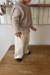 ［The beige］Rib straight pants