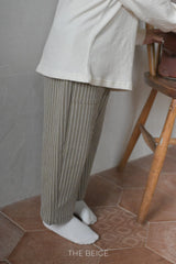 ［The beige］Pocket stripe pants