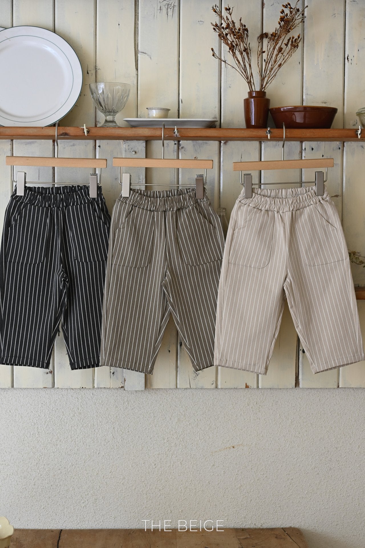 ［The beige］Pocket stripe pants