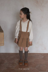 ［The beige］Corduroy suspender cancan skirt