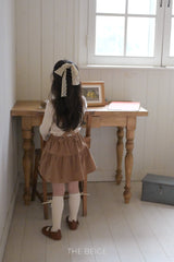 ［The beige］Corduroy suspender cancan skirt
