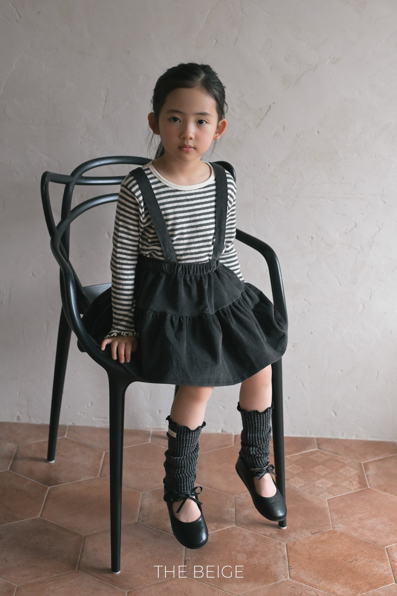 ［The beige］Corduroy suspender cancan skirt