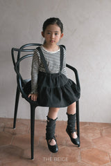 ［The beige］Corduroy suspender cancan skirt