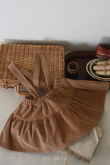 ［The beige］Corduroy suspender cancan skirt