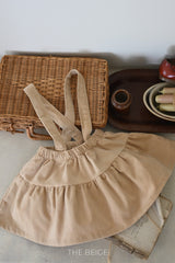 ［The beige］Corduroy suspender cancan skirt