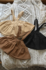 ［The beige］Corduroy suspender cancan skirt