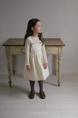 ［The beige］Corduroy suspender one-piece