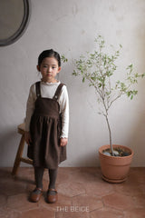 ［The beige］Corduroy suspender one-piece