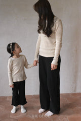 ［The beige］Stripe eyelet tee (adult)