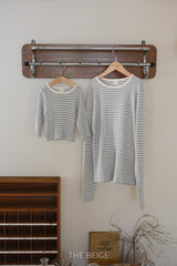 ［The beige］Stripe eyelet tee (adult)