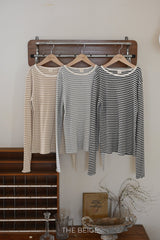 ［The beige］Stripe eyelet tee (adult)