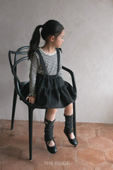 ［The beige］Stripe eyelet tee (kids)