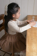 ［The beige］Stripe eyelet tee (kids)