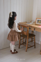［The beige］Stripe eyelet tee (kids)