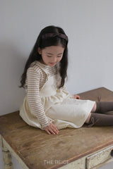 ［The beige］Stripe eyelet tee (kids)