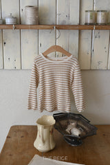 ［The beige］Stripe eyelet tee (kids)