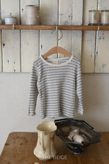 ［The beige］Stripe eyelet tee (kids)