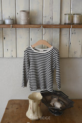 ［The beige］Stripe eyelet tee (kids)