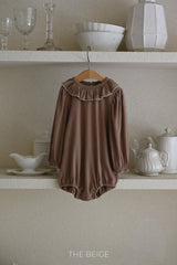［The beige］Collar frill rompers