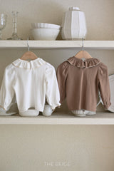 ［The beige］Collar frill blouse