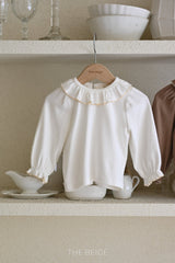 ［The beige］Collar frill blouse