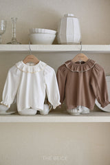 ［The beige］Collar frill blouse