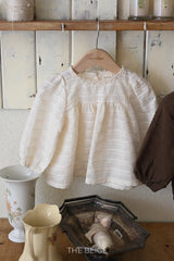 ［The beige］Jacquard blouse
