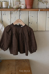 ［The beige］Jacquard blouse