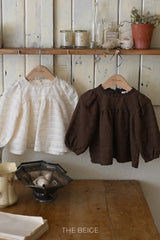 ［The beige］Jacquard blouse