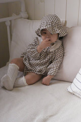 ［The beige］Petit collar rompers