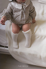 ［The beige］Petit collar rompers