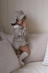 ［The beige］Petit collar rompers