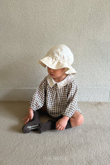 ［The beige］Petit collar rompers