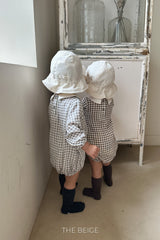 ［The beige］Petit collar rompers