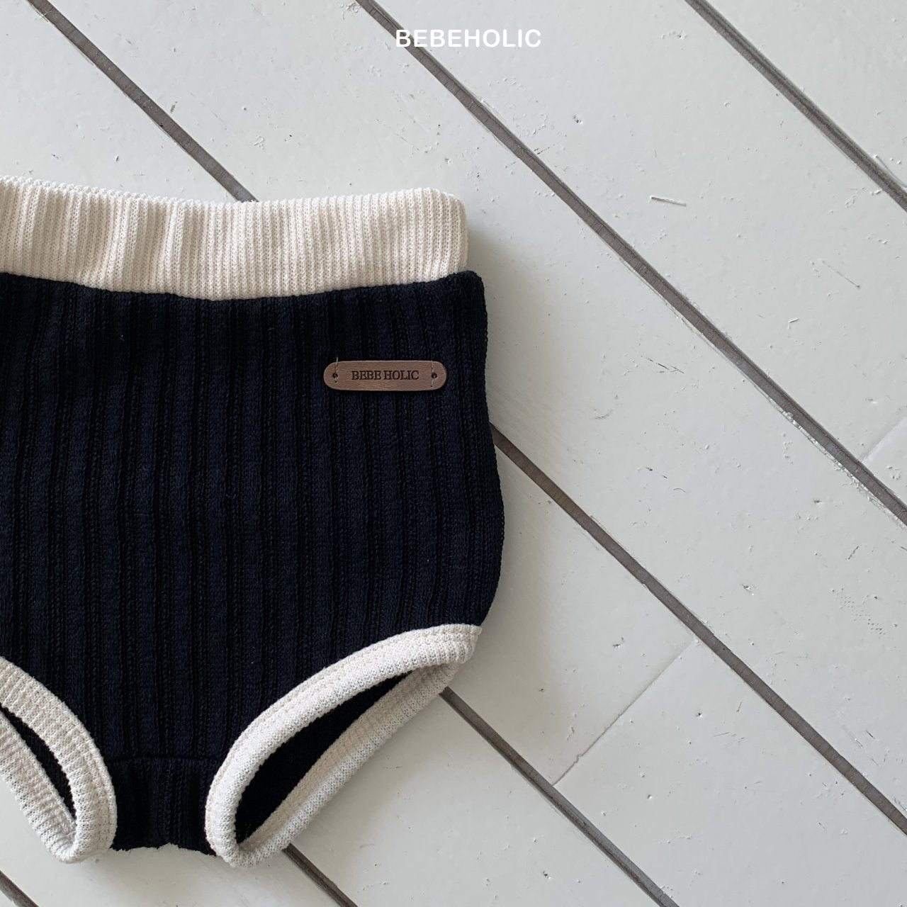 ［bebe holic］Bi-color rib pants