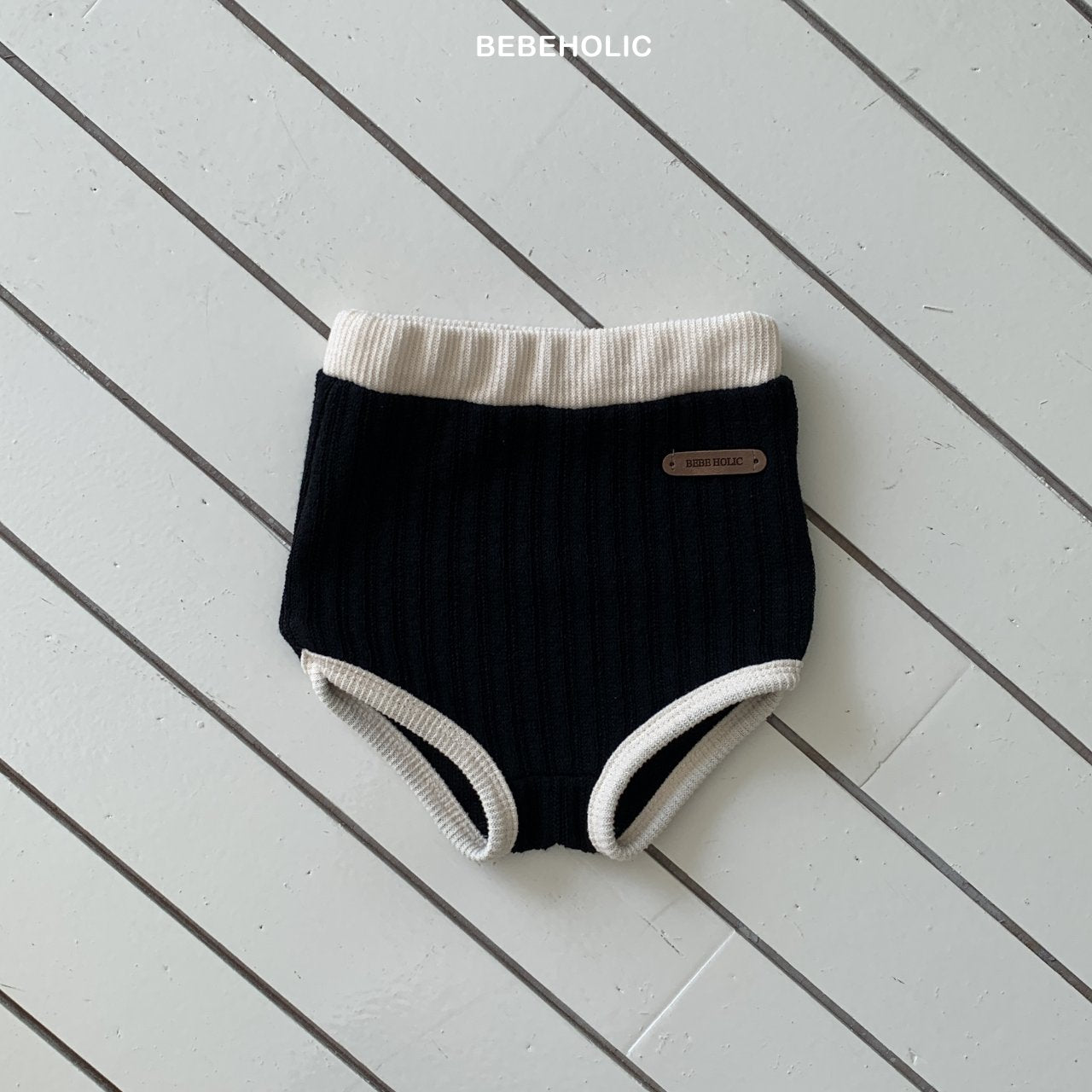 ［bebe holic］Bi-color rib pants