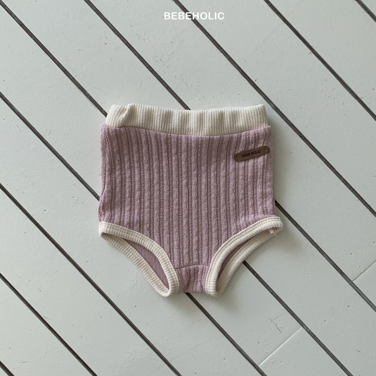 ［bebe holic］Bi-color rib pants