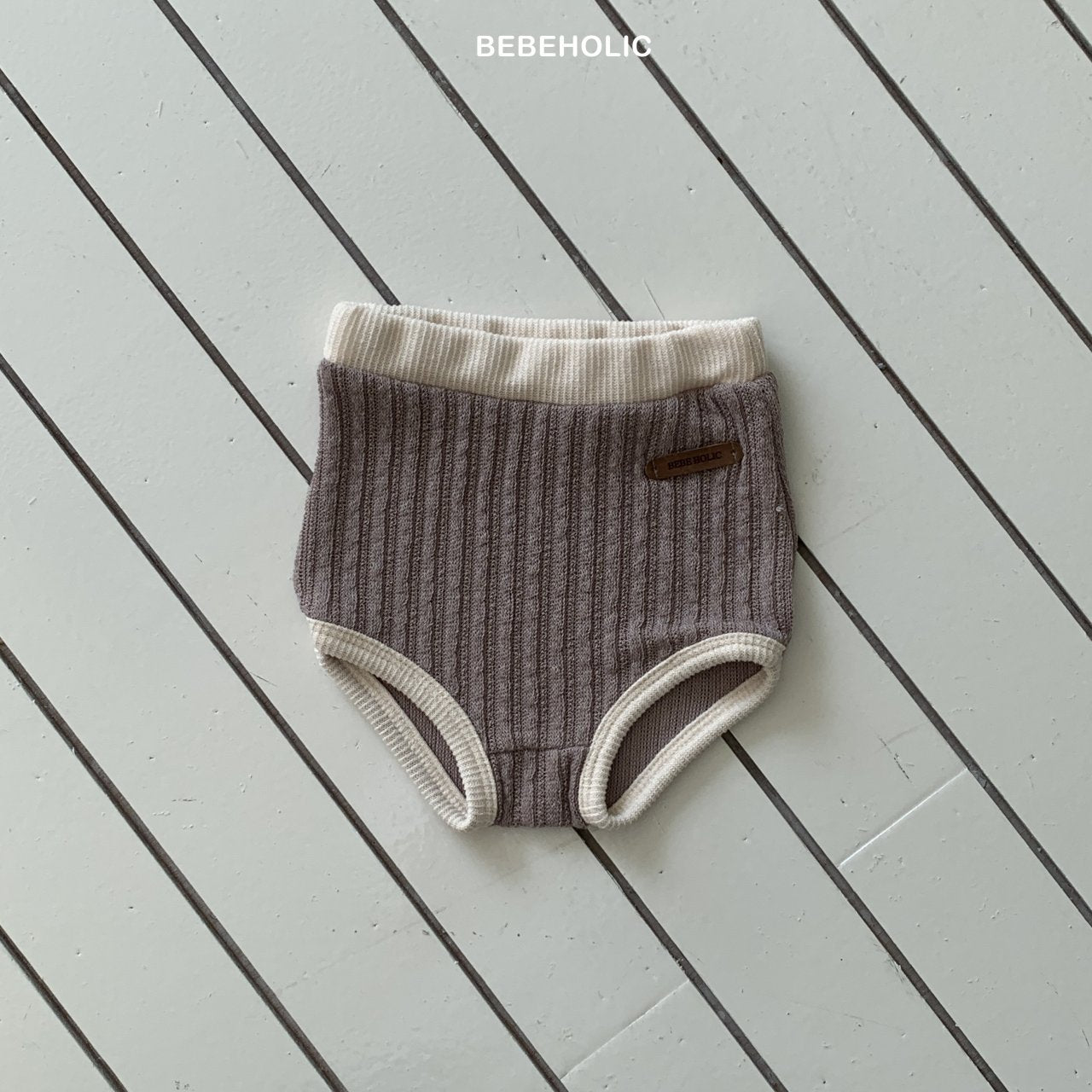 ［bebe holic］Bi-color rib pants