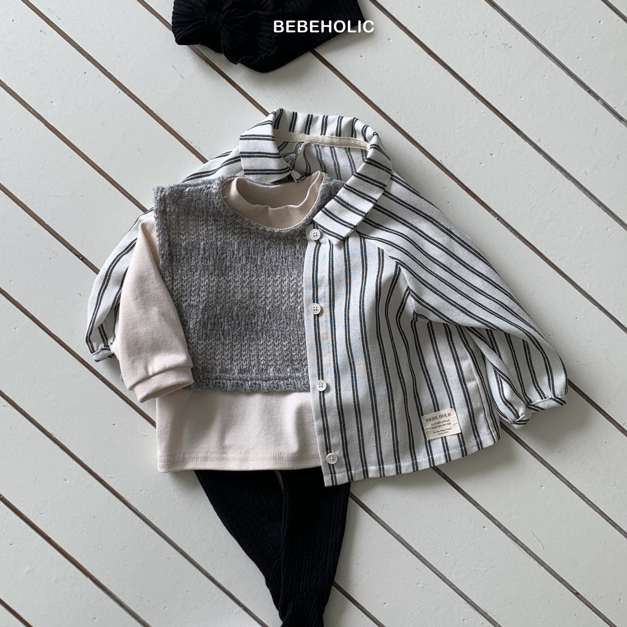 ［bebe holic］Paul raglan stripe shirt