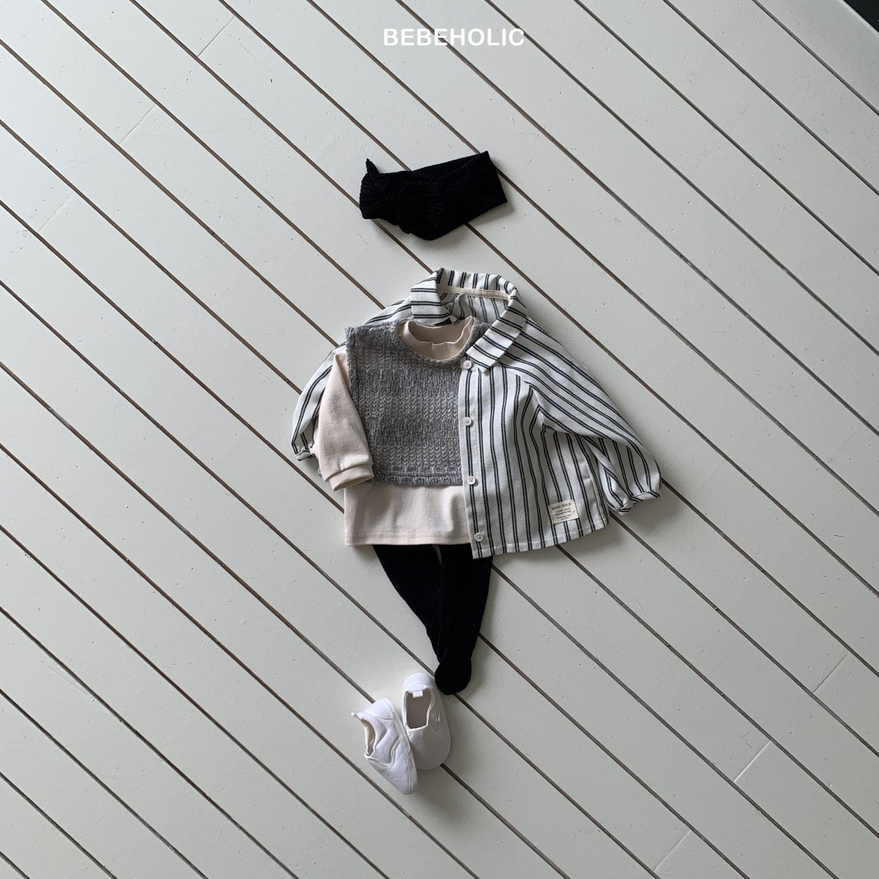 ［bebe holic］Paul raglan stripe shirt