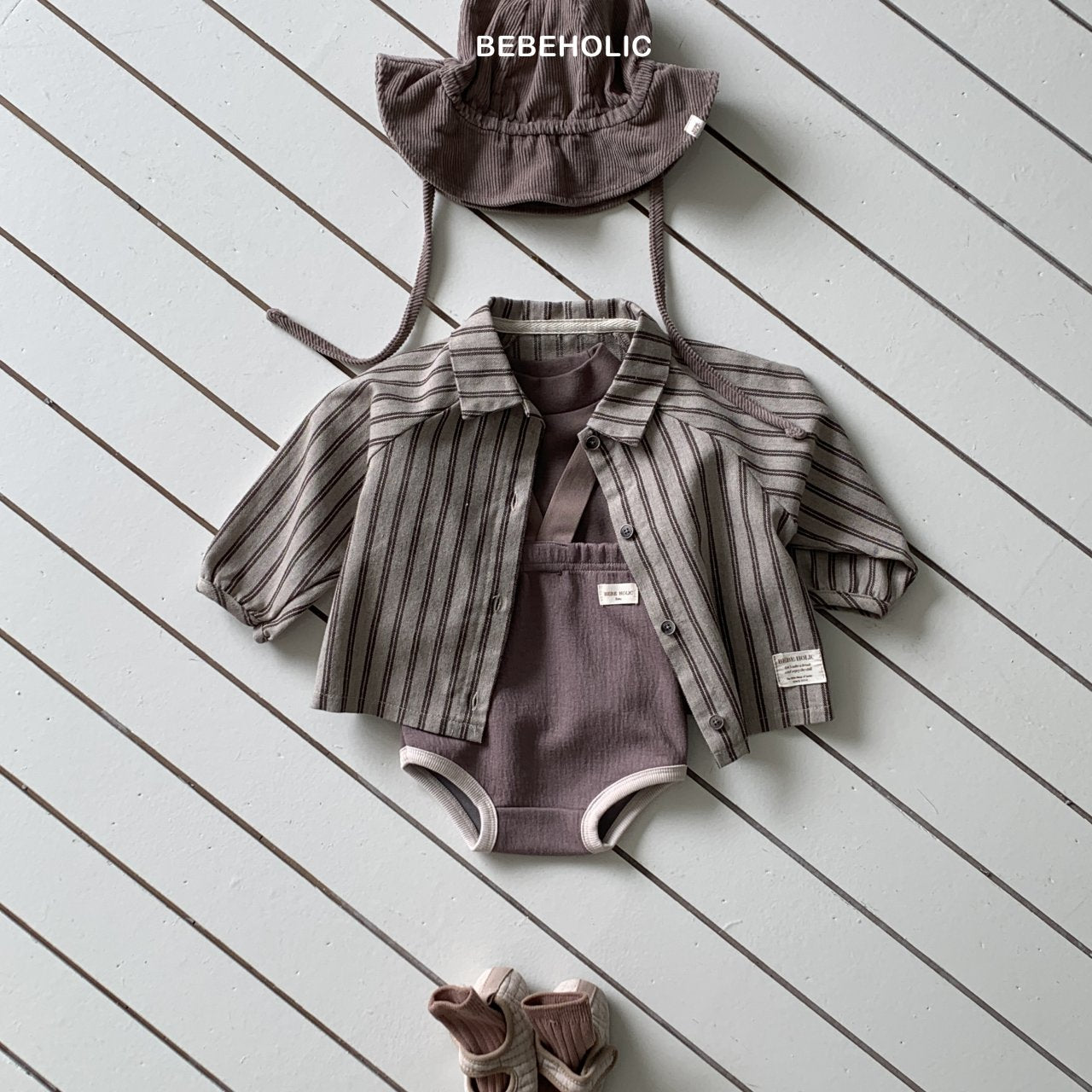 ［bebe holic］Paul raglan stripe shirt