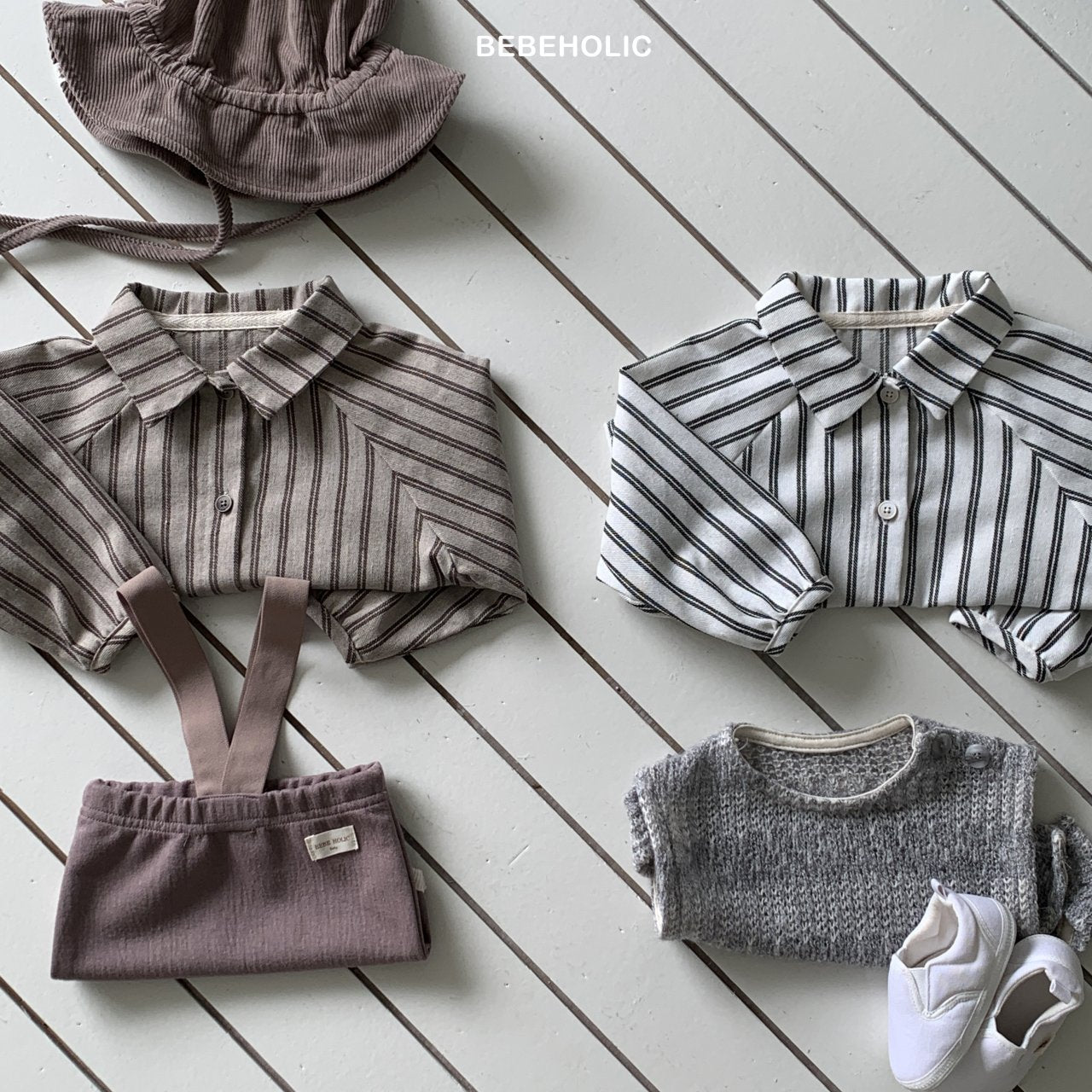 ［bebe holic］Paul raglan stripe shirt