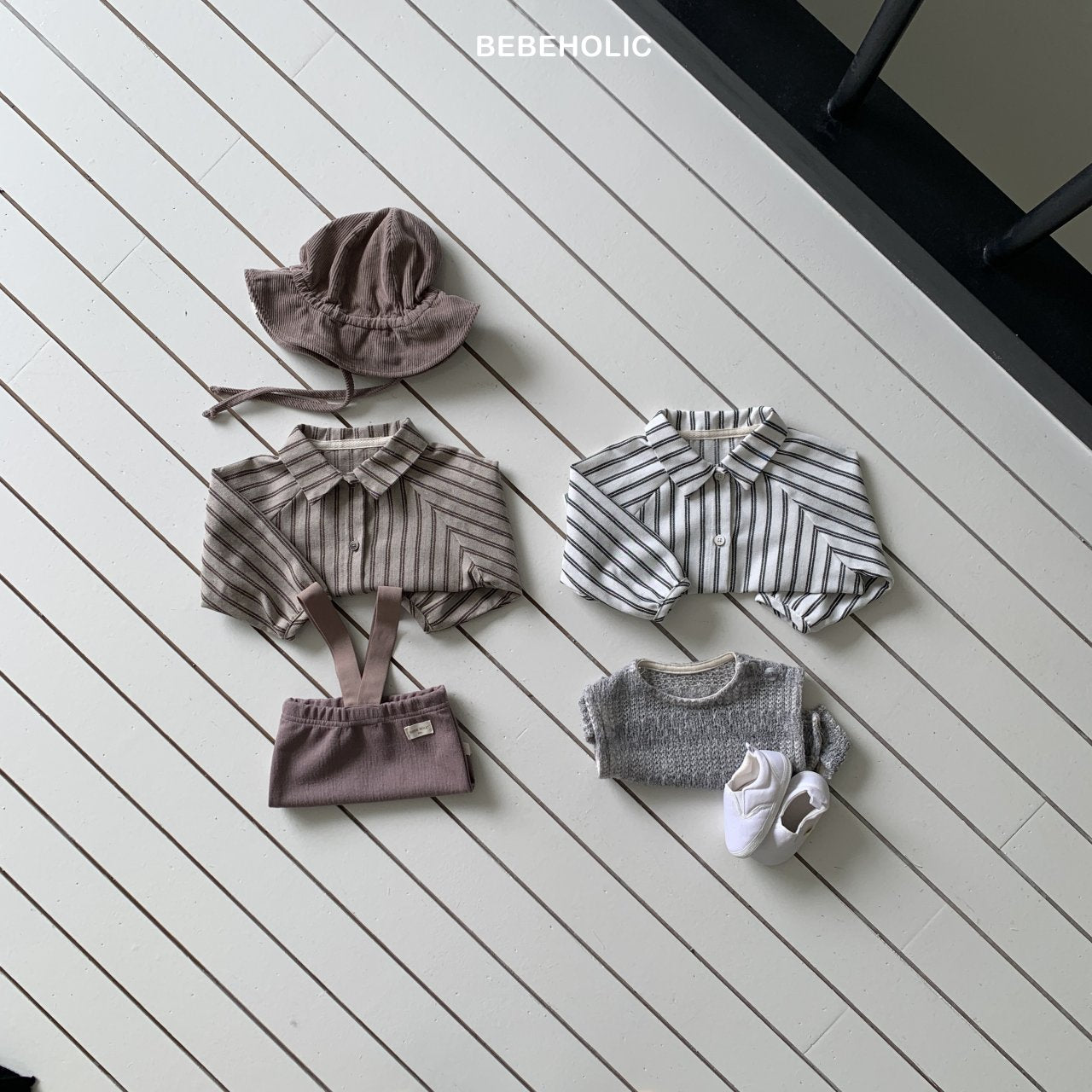 ［bebe holic］Paul raglan stripe shirt