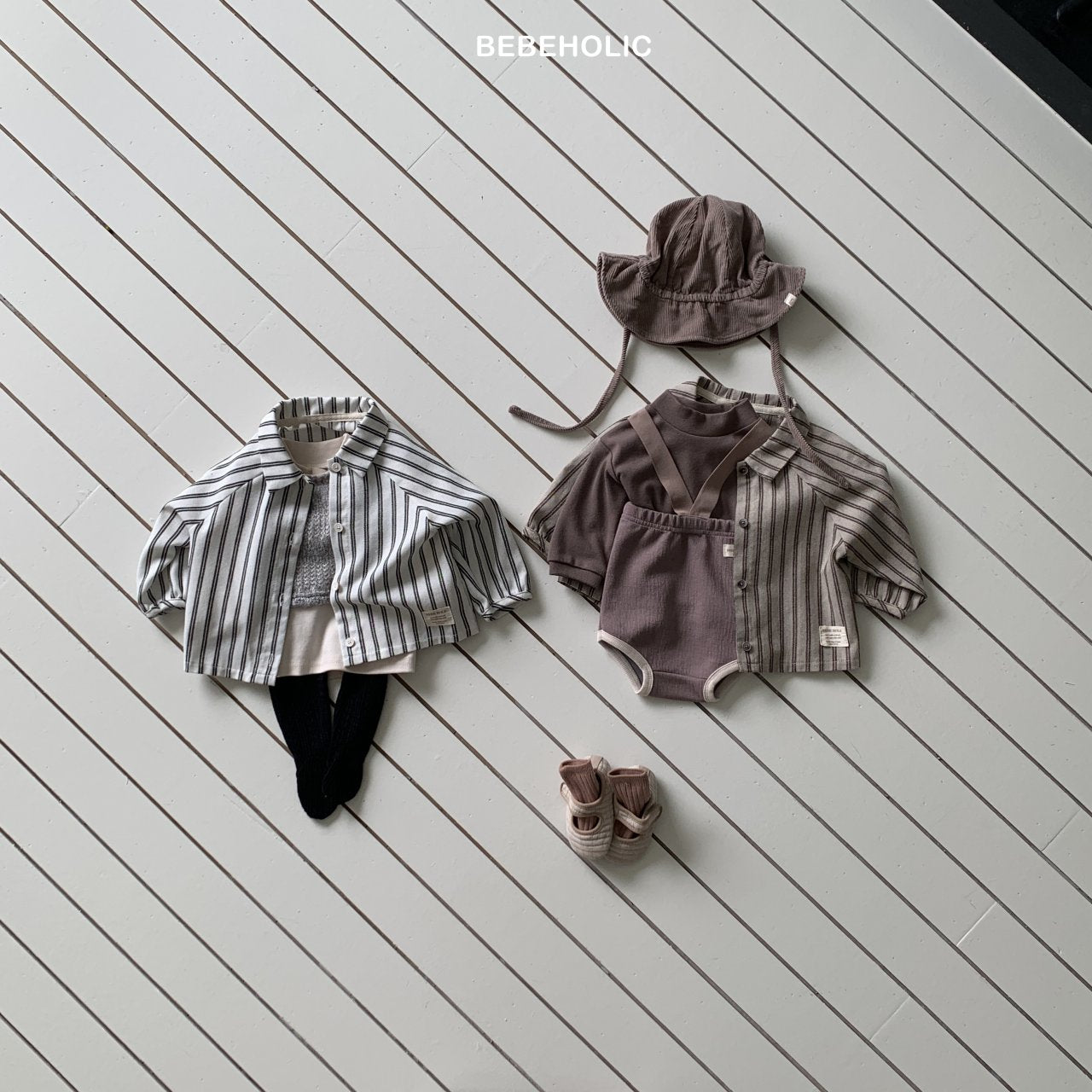 ［bebe holic］Paul raglan stripe shirt