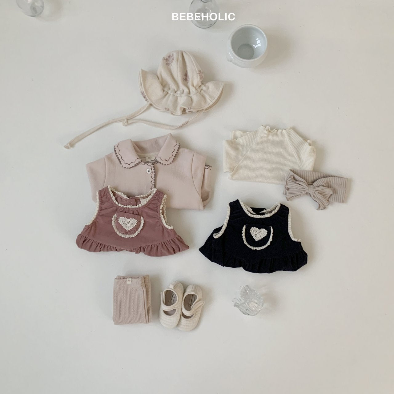 ［bebe holic］Bella heart corduroy rompers