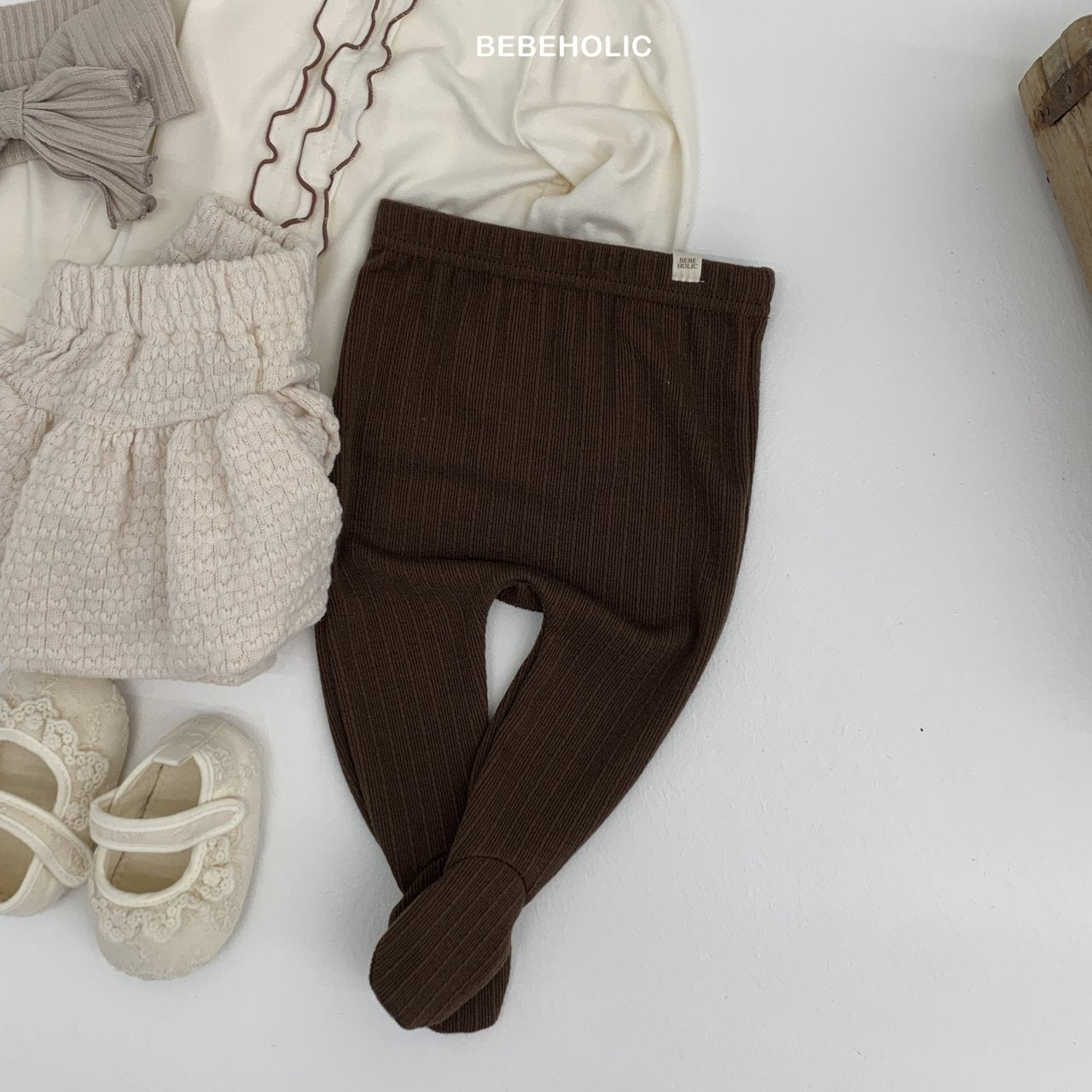 ［bebe holic］Olive rib tights