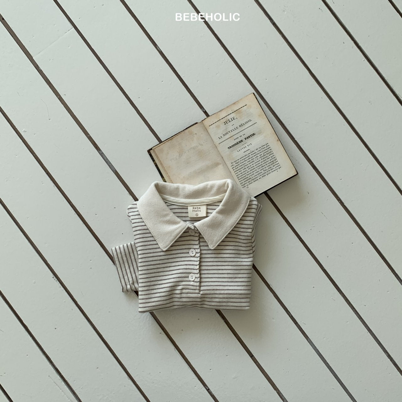 ［bebe holic］Cony stripe collar tops