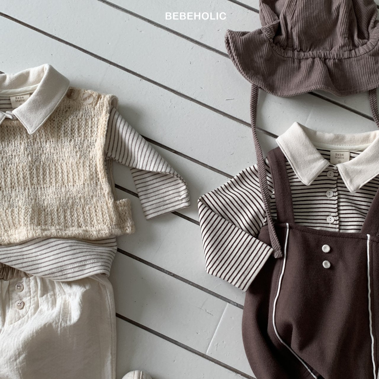 ［bebe holic］Cony stripe collar tops