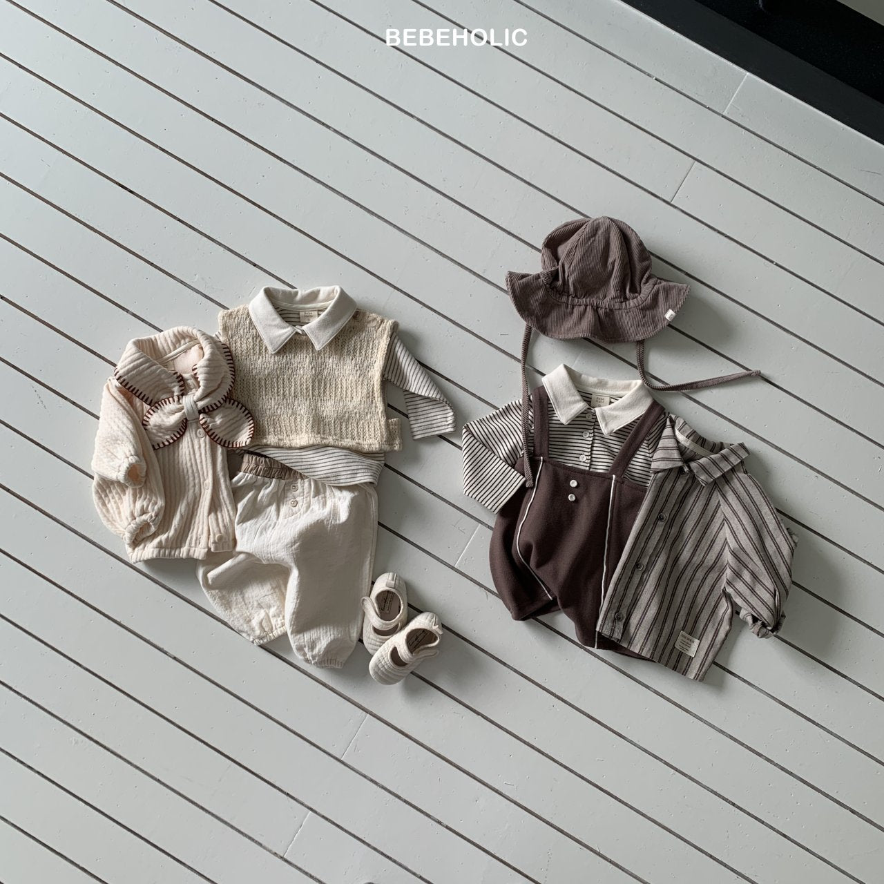 ［bebe holic］Cony stripe collar tops