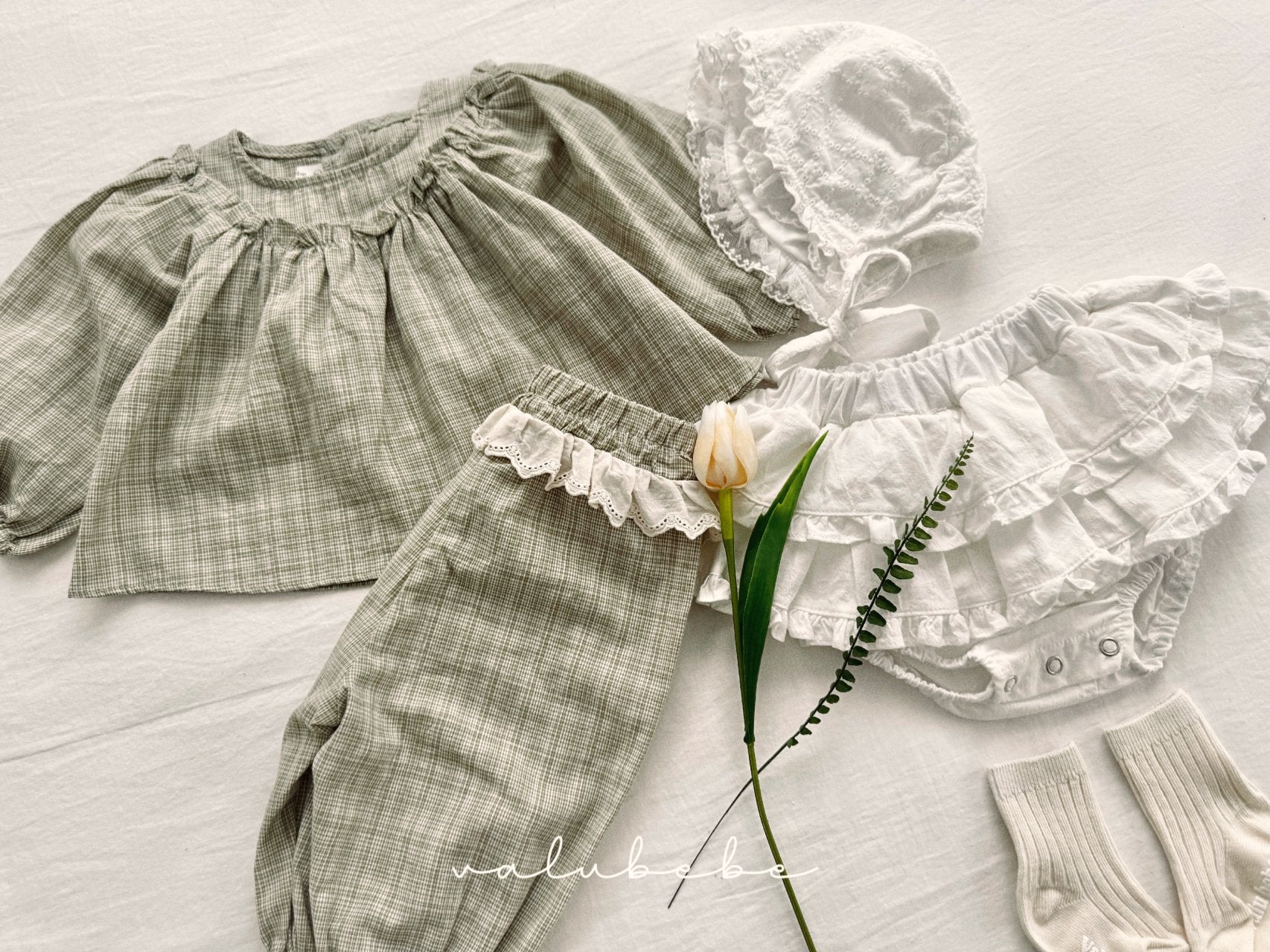 ［valubebe］Rommy frill check pants (baby)